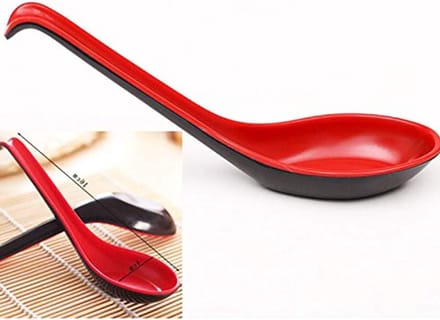 Soeplepels Set - Chinese Lepels - Thuisgebruik - Commerciële Kwaliteit - 16 cm - Zwart Rood