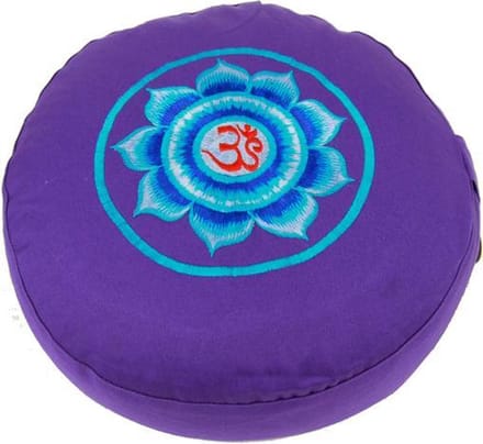 Meditatiekussen violet OHM geborduurd - Katoen - Boekweit - 33x17 - Violet