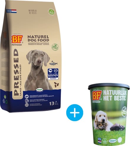 Biofood Geperst Lam - 13,5 kg + Gratis voerton 45 liter