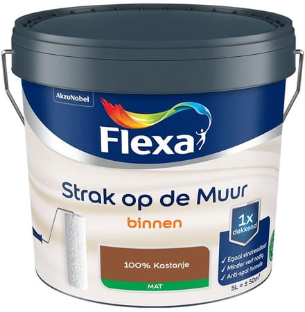 Flexa - Strak Op De Muur Binnen Mat - 100% Kastanje - Mengverf - 5 L