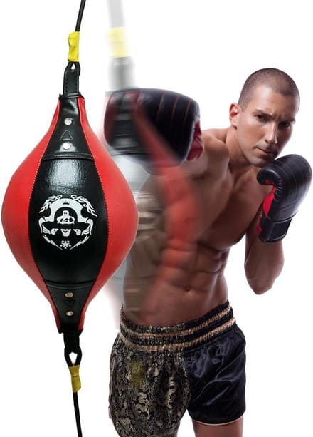 Boksbal - Snelheidstas - Bokstraining - Verbeterde gripstabiliteit - 38 x 18 cm - Zwart/Rood