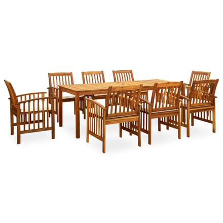 vidaXL - 9-delige - Tuinset - met - kussens - massief - acaciahout