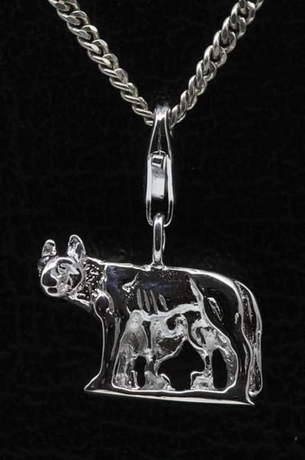 Zilveren Romulus met Remus en Wolvin hanger én bedel
