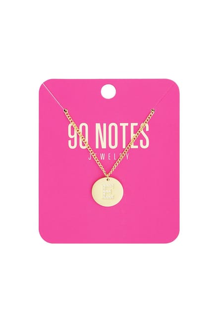 90 NOTES - Initial Strass Ketting - Letter E - goudkleurig