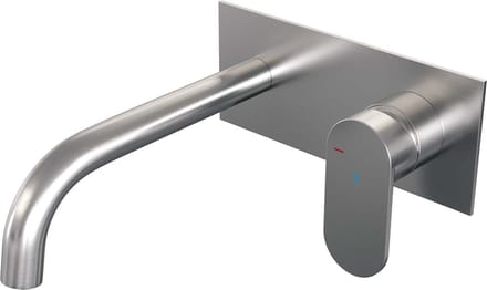 Brauer Brushed Edition inbouw wastafelmengkraan met gebogen uitloop en afdekplaat model C1 RVS geborsteld PVD