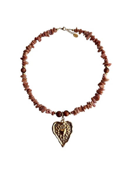 FlowJewels - ketting met hart - natuursteen - stainless steel