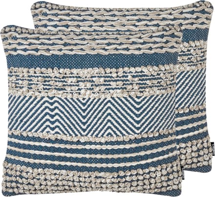 DEWBERRY - Sierkussen set van 2 - Blauw - Katoen