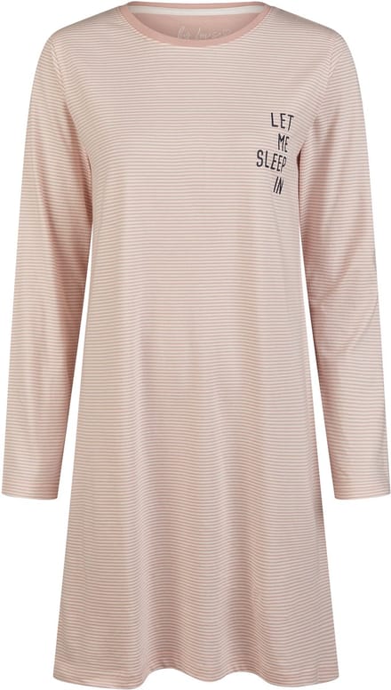 By Louise Essential Dames Nachthemd Lange Mouw Gestreept Roze - Maat 3XL