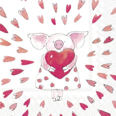 Cocktail servetten Piggy 'love' - IHR - 25x25 cm
