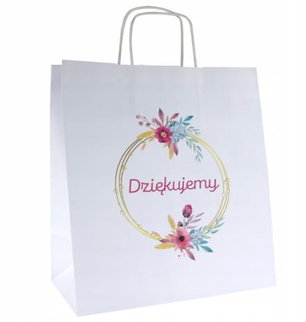 Papieren Bedanktas 30x17x34cm - Wit Kraft met "Dank U" Opdruk