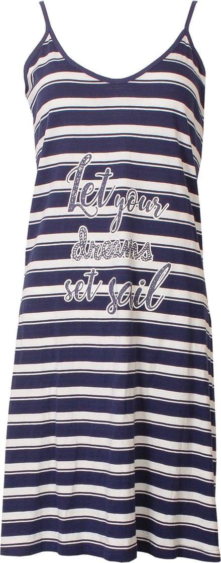 Tenderness Dames Nachthemd - Katoen - Gestreept - Donker Blauw - Maat M