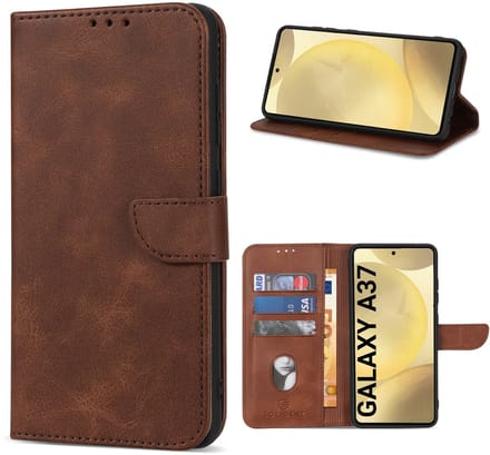 Solidenz Hoesje - geschikt voor Samsung Galaxy A37 Bookcase - Telefoonhoesje met Pasjeshouder - Bruin