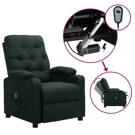 vidaXL - Fauteuil - verstelbaar - elektrisch - stof - donkergroen