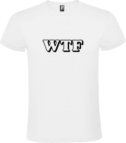 Wit T-shirt ‘WTF’ Zwart maat L