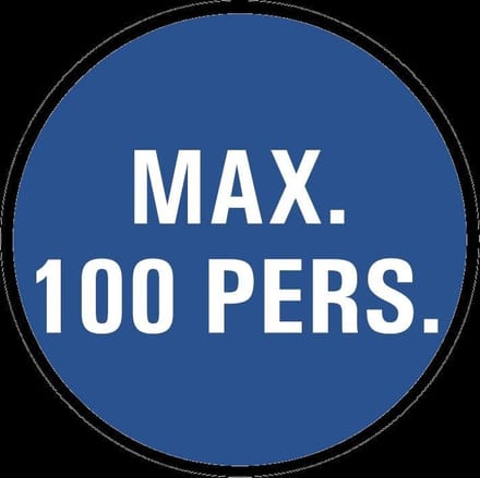 Maximaal 100 personen bord - kunststof 150 mm