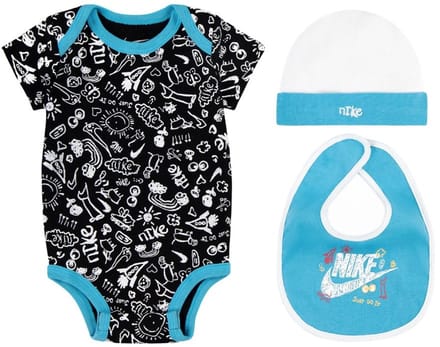 Nike 'Just Doodle It' 3-Piece Boxed - Trainingspak - Maat 74/80 - Baltic Blue / Blauw - Sportswear - Lifestyle - Kinder Trainingspak voor Jongens en Meisjes