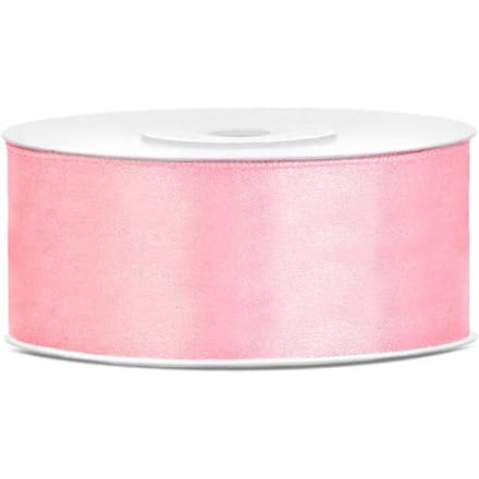 PartyDeco - Satijn lint roze 25 mm /rol 25 m