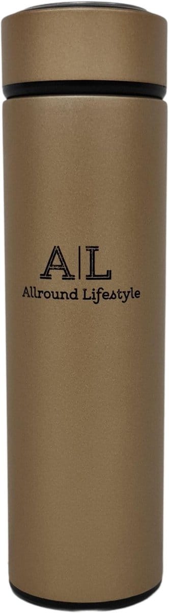 Zoem RVS Thermosfles 500ml Goud - Dubbelwandige Waterfles - 10 Uur Warm & Koud