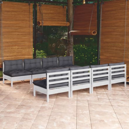 vidaXL - 9-delige - Loungeset - met - kussens - massief - grenenhout