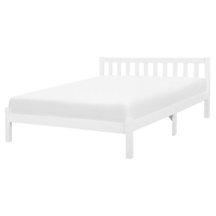 FLORAC - Tweepersoonsbed - Wit - 160 x 200 cm - Dennenhout
