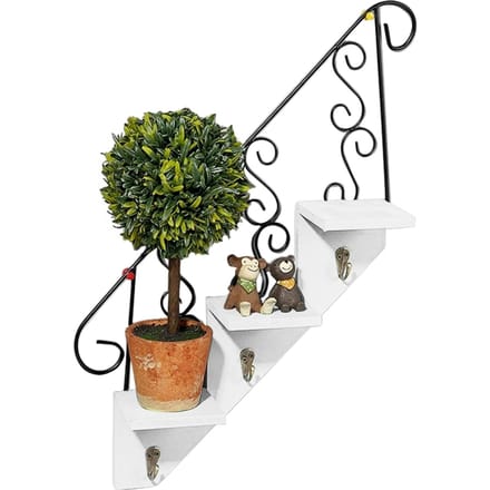 Trap Wandplank Woonkamer Bloemenstandaard IJzer Houten Wandplank black