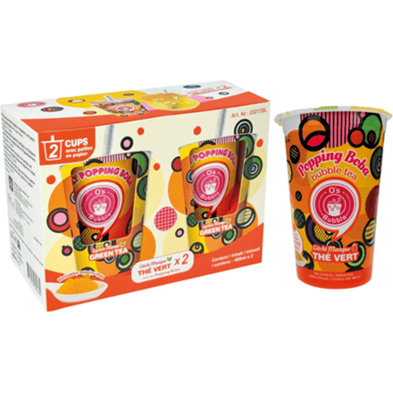 O's Bubble drank Popp. Boba lychee & mango beker 2 x 480 ml