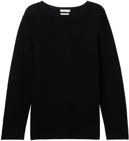 Tom Tailor - Plus Size - Gebreide trui van biologisch katoen - Maat 50 - deep black