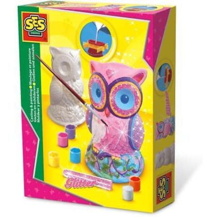 SES Creative - Hobby Pink - Gieten en Schilderen - Uil - Knutselen Meisjes - Sneldrogend - Vanaf 5 jaar