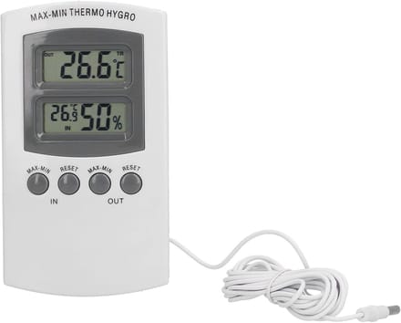 Binnenthermometer Hygrometer - Weerstation Meetinstrument - Klimaat Monitoren - Dubbel Scherm Display - 13x7.8x2cm - Wit