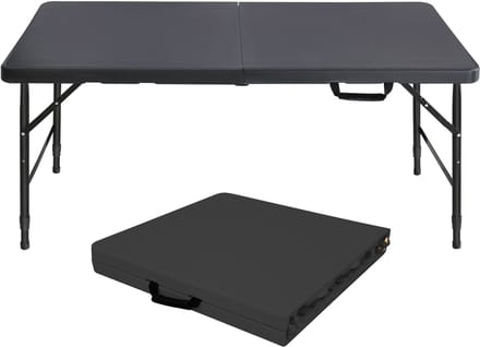 Campingtafels 125 cm - Inklapbaar Met Handgreep En Verstelbare Hoogte - Multifunctioneel - Kunststof - Zwart