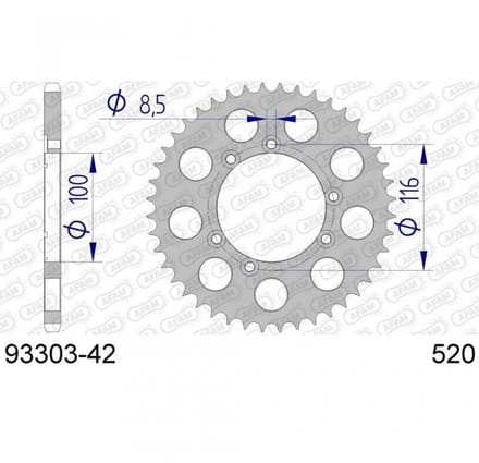 Couronne transmission Afam pour moto Sherco 125 1.25 2T Trial 2003 à 2005 42 dts