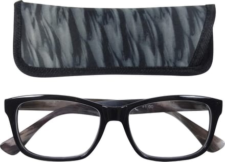 Lilly&June Leesbril Zwart Grijs Marmer +3 - Met Bijpassend Etui