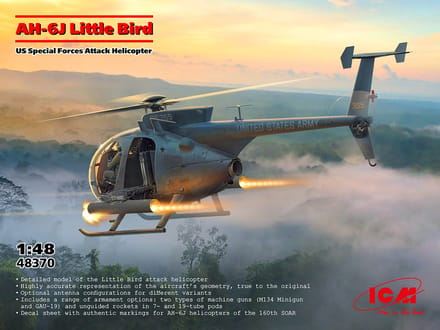 ICM Modelbouwpakket Militaire voertuigen - 48370 Hughes AH-6J - Amerikaanse Helikopter Plastic - 1:48 - Modelbouw