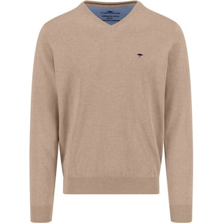 Fynch-Hatton Trui Uni Katoen V-Hals Light Taupe / male