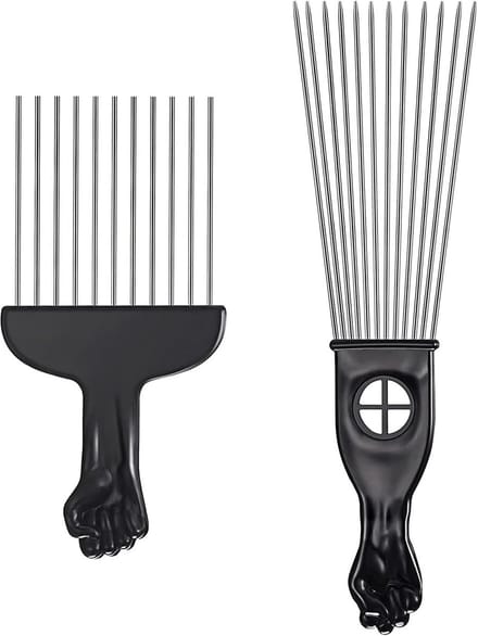 2 Stuks Metalen Afro Haar Kam voor Krullend en Dik Haar - Zwart