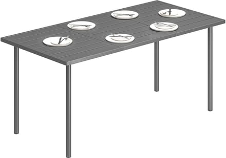 Outsunny Tuindinertafel-Metaal, Staal-165L x 80B x 74H cm-Donkergrijs