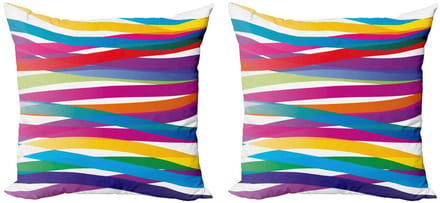 ABAKUHAUS – 2x50x50 cm kussenhoezen – dubbeldruk microvezel – multicolor