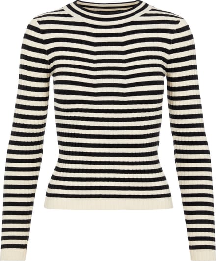 PIECES PCCRISTA LS O-NECK KNIT BC Dames Trui Zwart Gestreept - Maat S