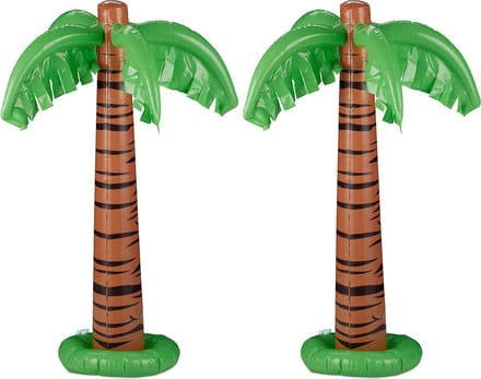 opblaasbare palm set van 2 - zwembad - strand - 80 cm groot - groen-bruin