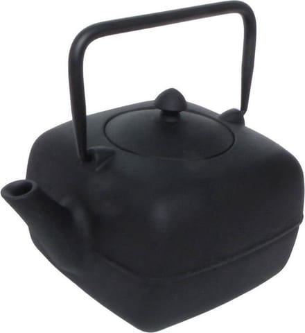 Point-Virgule Theepot - Gietijzer - Met Zeef - Vierkant - Zwart - 1 Liter