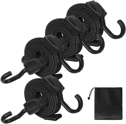 Elastische Spanbanden - Met Haken - Bagage Vastzetten - Verstelbare Lengte - Set van 4 - Zwart