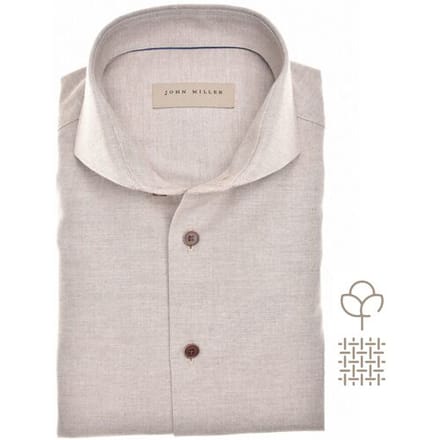 John Miller Overhemd Cutaway Collar Cotton Flanel Licht Bruin / male