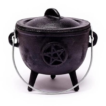 Cauldron (heksenketel) pentagram - 12x9.5 - 1080 - Gietijzer - Zwart