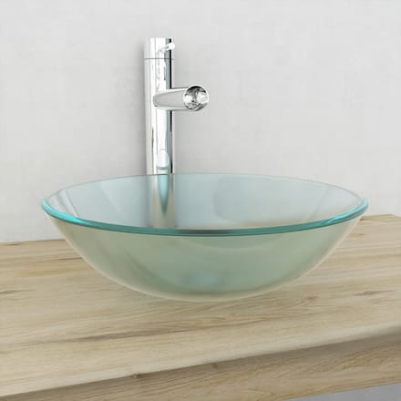 vidaXL - Wasbak - gehard - glas - 42 - cm - matglas