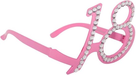 Folat - Feestbril - 18 jaar Roze Diamantframe