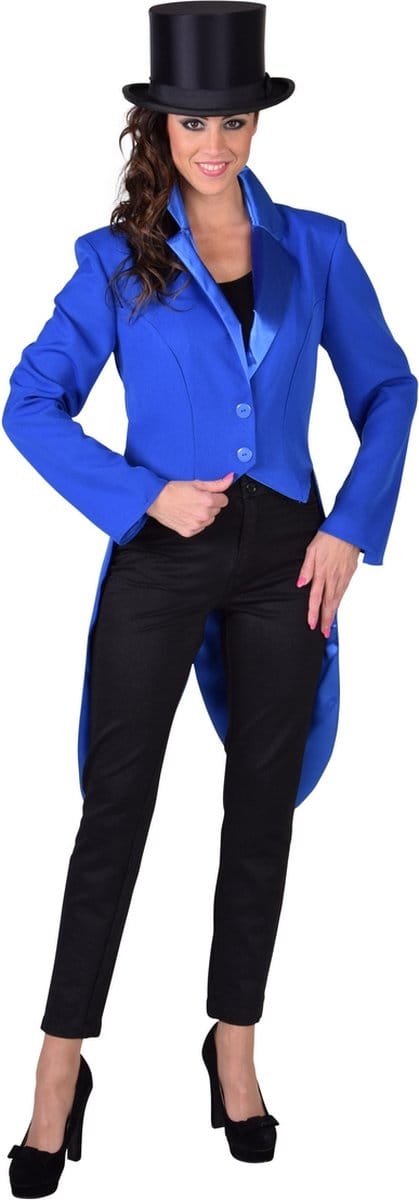 Slipjas blauw cabaret half gevoerd - Maat M