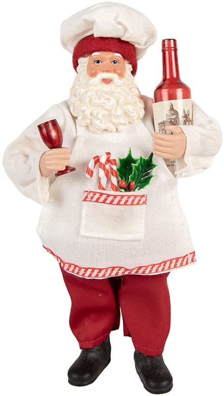 Clayre & Eef Kerstdecoratie Beeld Kerstman 15x10x27 cm Rood Kunststof