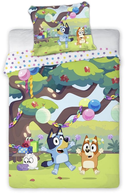 Bluey Peuter dekbedovertrek party - 100 x 135 cm - Katoen