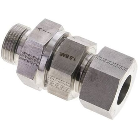 25S (M36x2) & G1'' Regeling-In RVS Terugslagklep Snijring Buitendraad 1-250 bar ISO 8434-1
