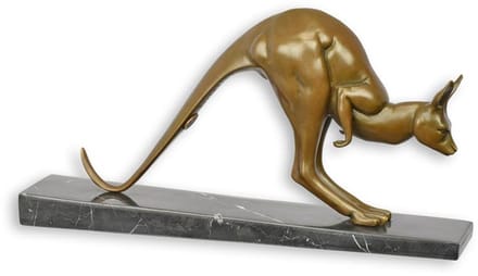 Kangaroe - Bronzen beeld - sculptuur - 16,6 cm hoog